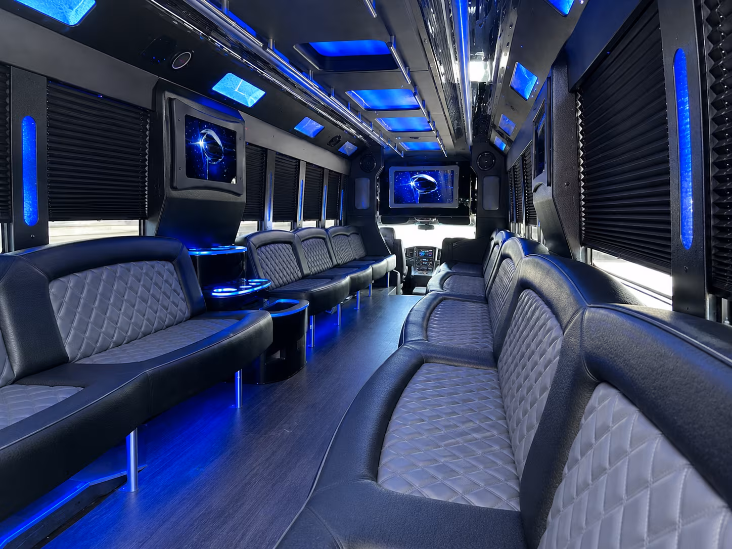 Group beside a Mercedes Sprinter limo in Mesa